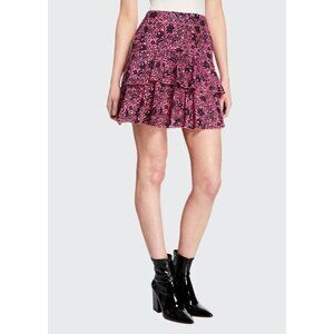 DEREK LAM 10 CROSBY Pink Black Floral Asymmetrical Tulip Mini Skirt, Size 6